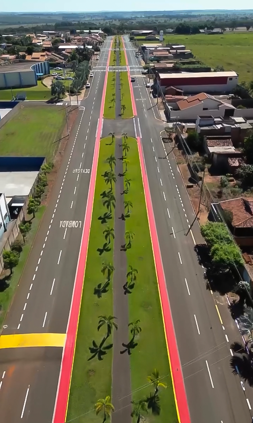 São Francisco de Sales: Avenida Brasil ganha sinalização renovada e ciclovias pintadas