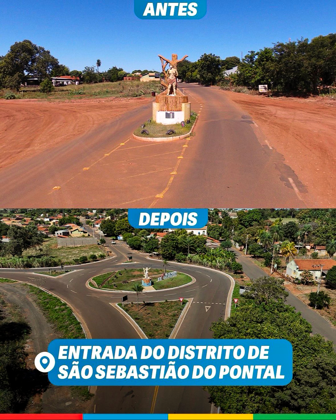 Nova entrada de São Sebastião do Pontal mostra evolução urbana do distrito