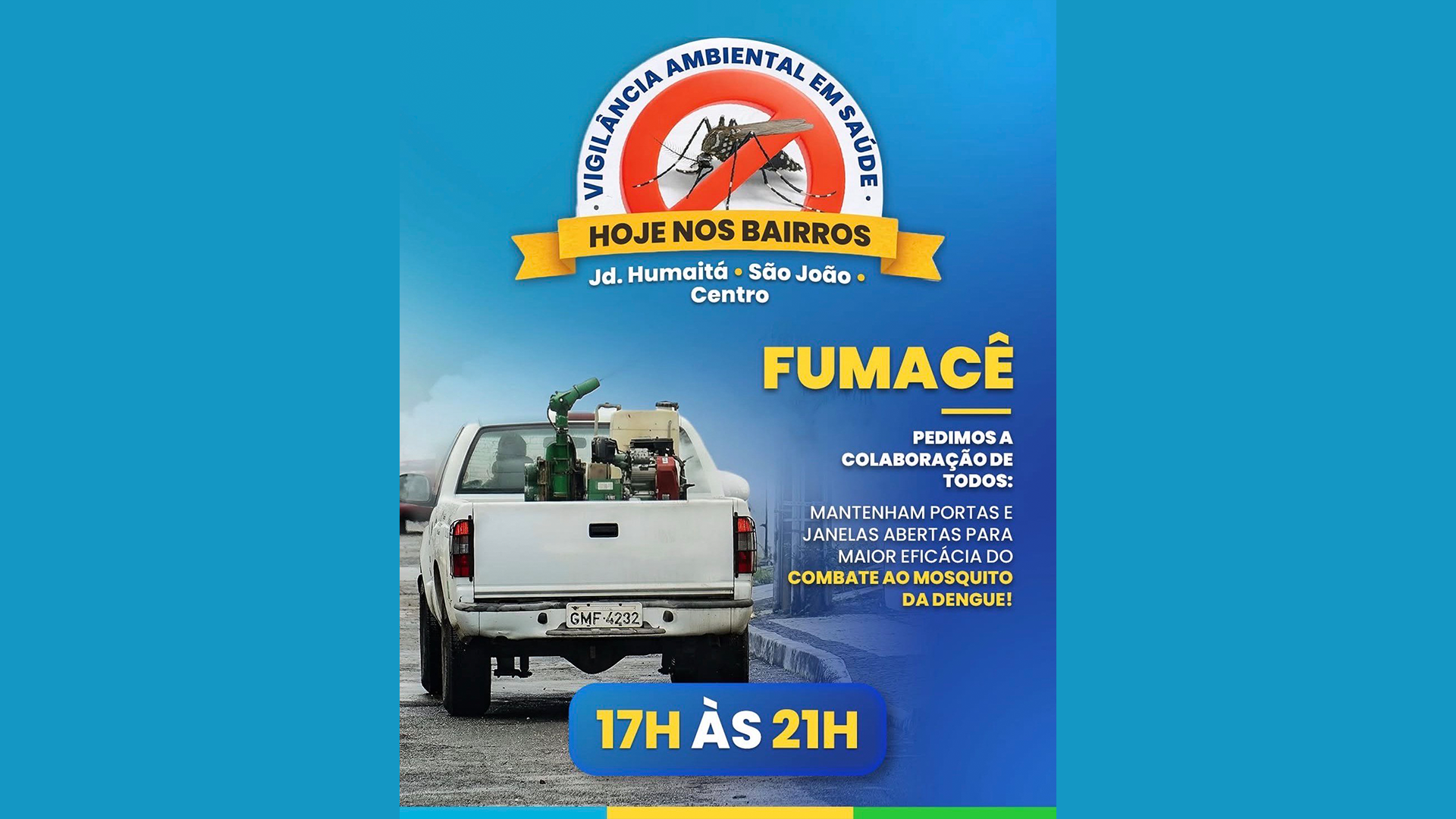 Fumacê contra a dengue percorre bairros de Limeira do Oeste nesta terça (26)