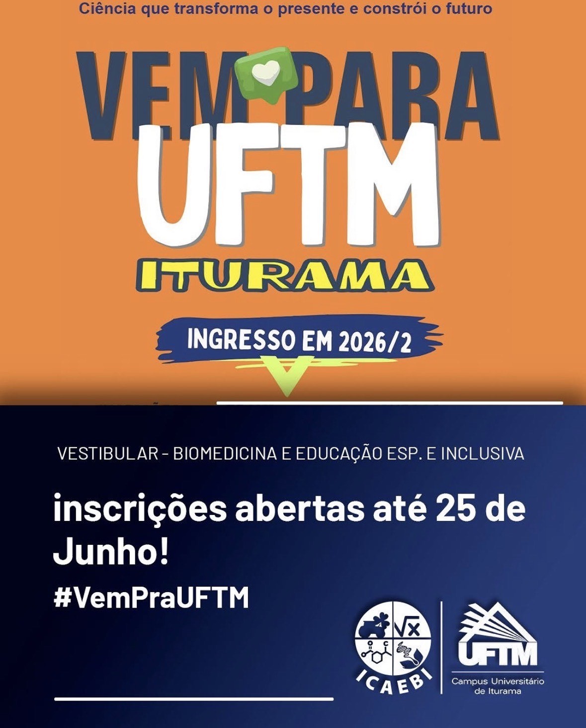 UFTM Iturama abre inscrições para vestibular de Biomedicina e Educação Especial e Inclusiva